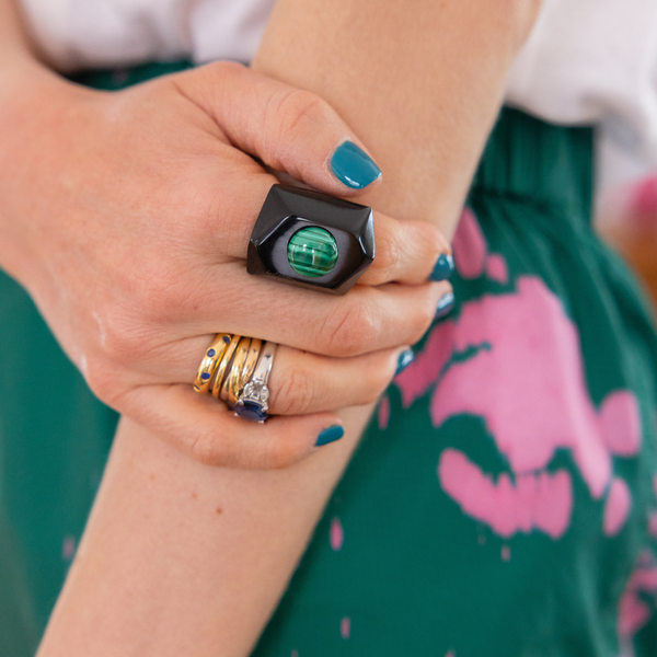 Malachite & Horn Ring