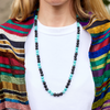 handmade faceted wood and turquoise howlite necklace katie bartels