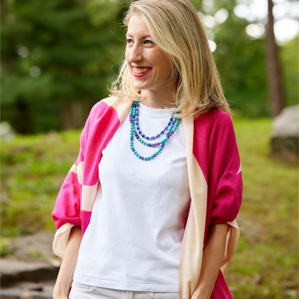 handmade turquoise howlite and amethyst stacking necklaces katie bartels