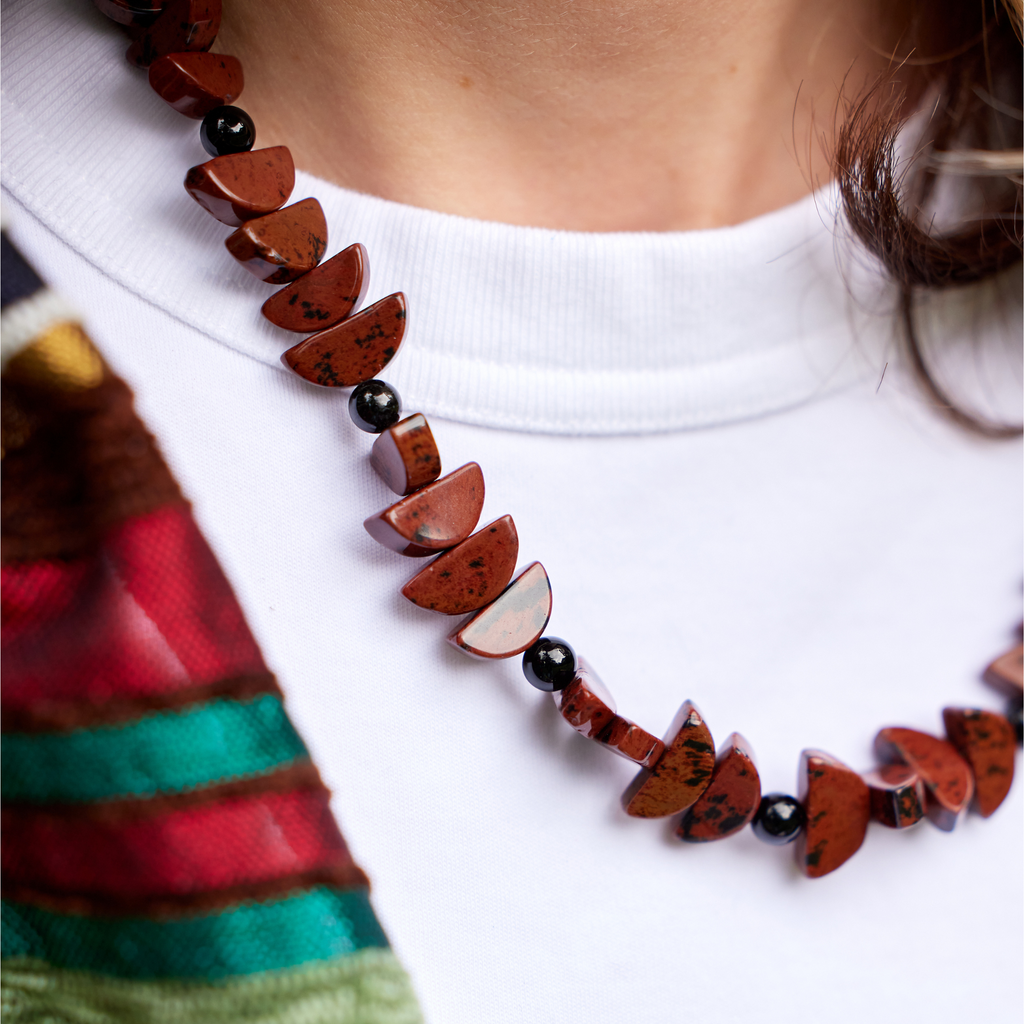 handmade obsidian and onyx necklace katie bartels