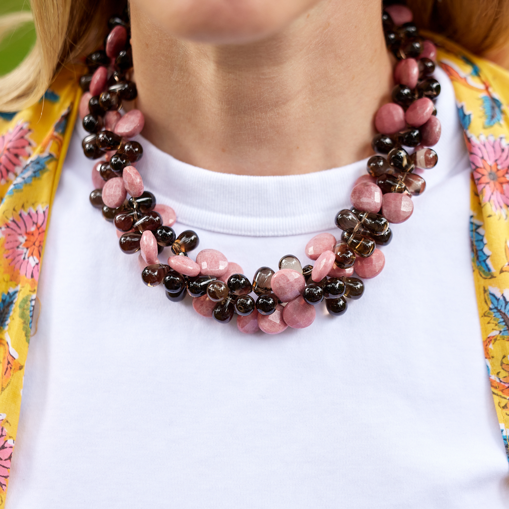 Rhodochrosite & Smoky Quartz Necklace