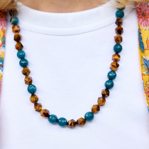 handmade tigerseye and blue jade necklace katie bartels