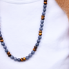 slate blue and tigerseye gemstone necklace katie bartels