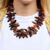 handmade wood and carnelian necklace katie bartels