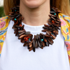 handmade wood and carnelian necklace katie bartels